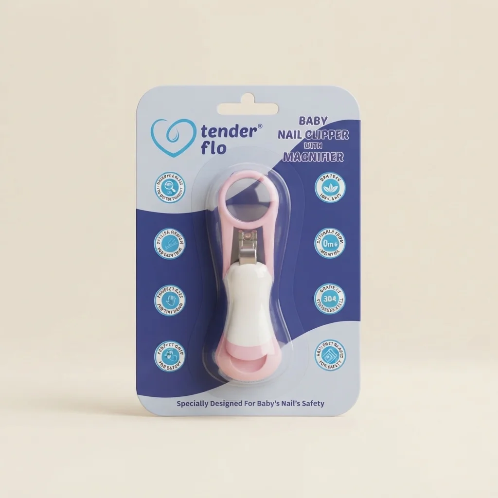 Tender Flo Baby Nail Clipper with Magnifier | Safe & Gentle Infant Nail Care image 2