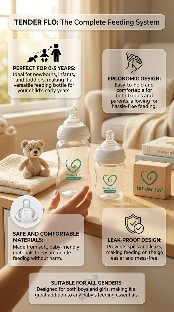 Tender Flo 250mL Ultra Clear Wide Neck Baby Feeding Bottle image 2