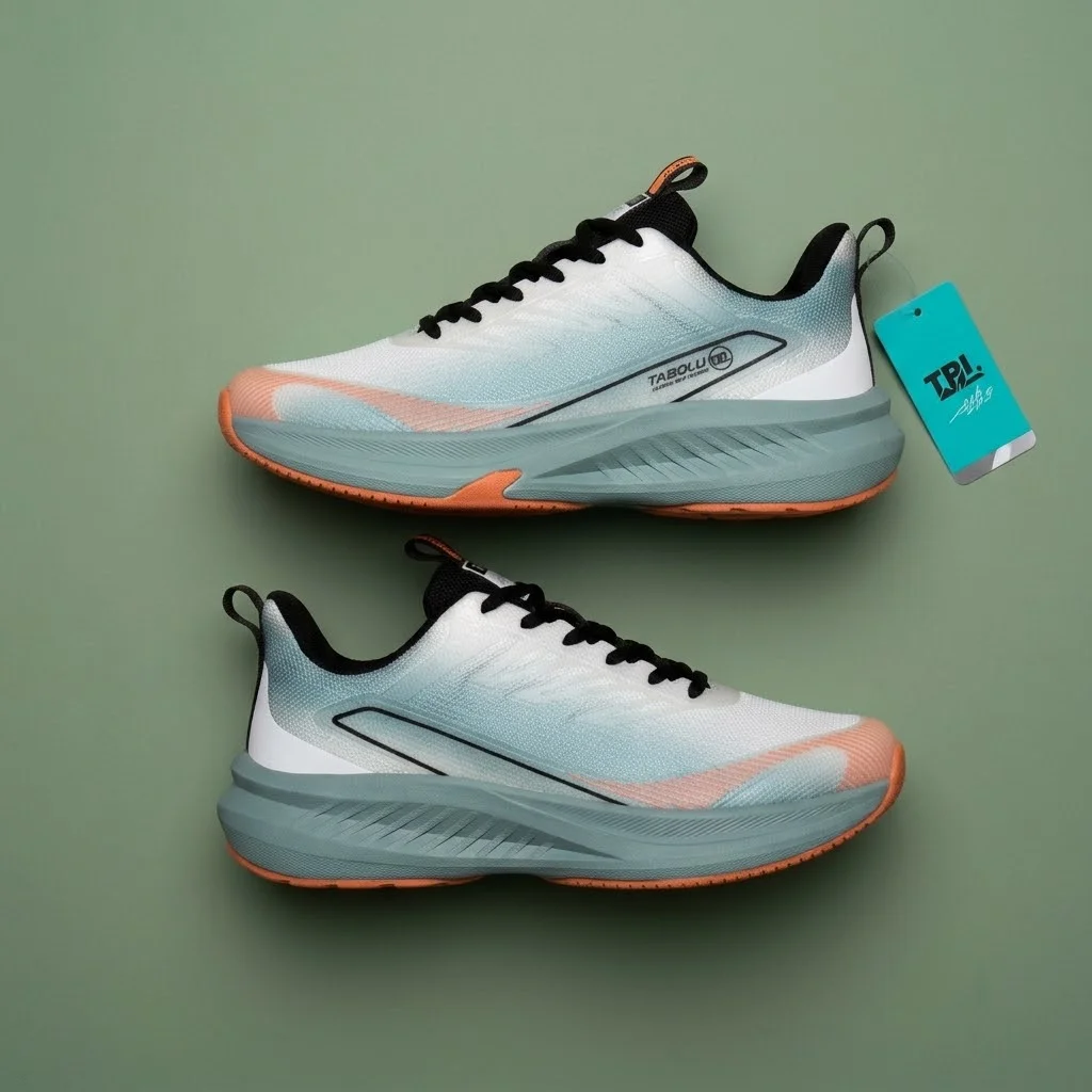 TianBaolun Men's Running Shoes – Lightweight Mesh Sneakers with Cushioned Sole (White/Mint/Orange) image 1