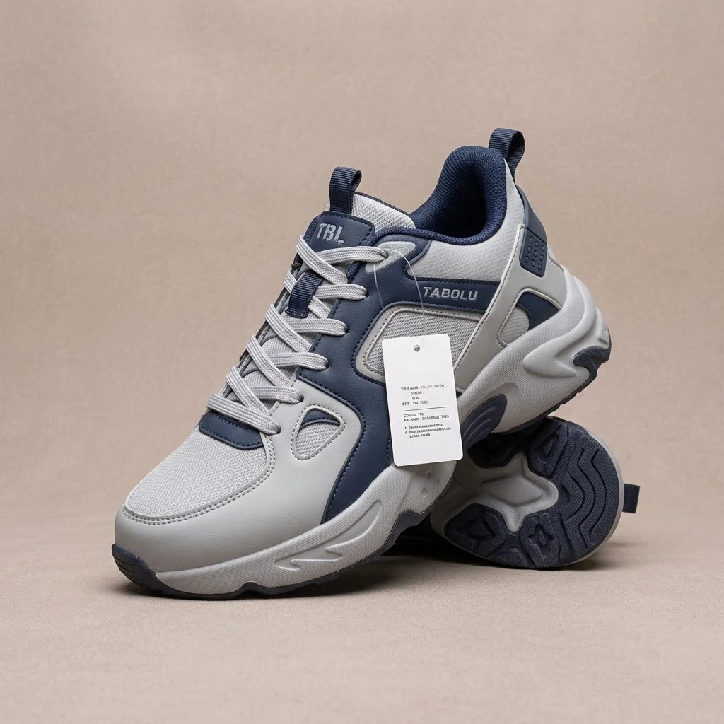 TianBaolun Men's Chunky Sneakers – Retro Dad Shoes with Thick Sole (Grey/Navy & Beige/Brown) image 2
