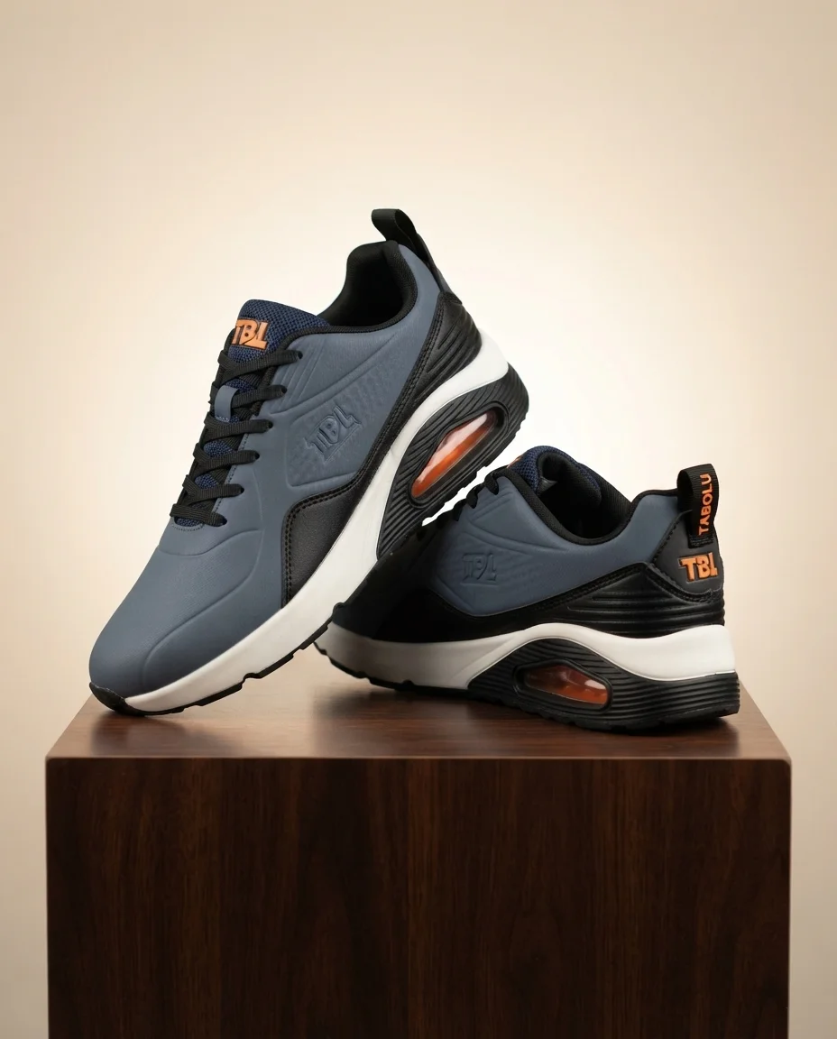 TianBaolun TBL Men's Air Cushion Sneakers – Blue & Black Sport Shoes with Visible Air Sole image 1