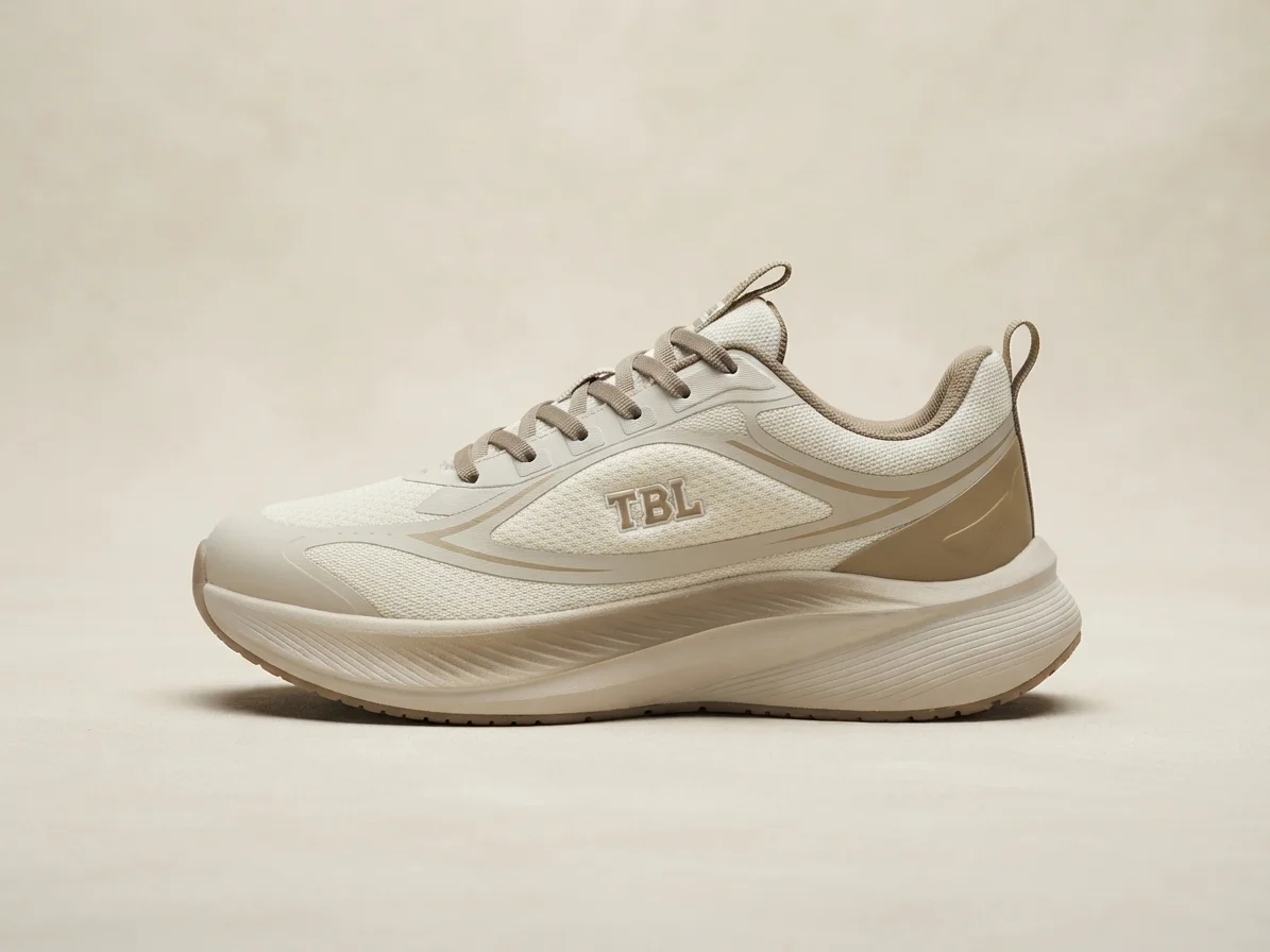 TiaBaolun TBL Men's Lightweight Running Shoes – Beige & Taupe Mesh Sneakers with Cushioned Sole
