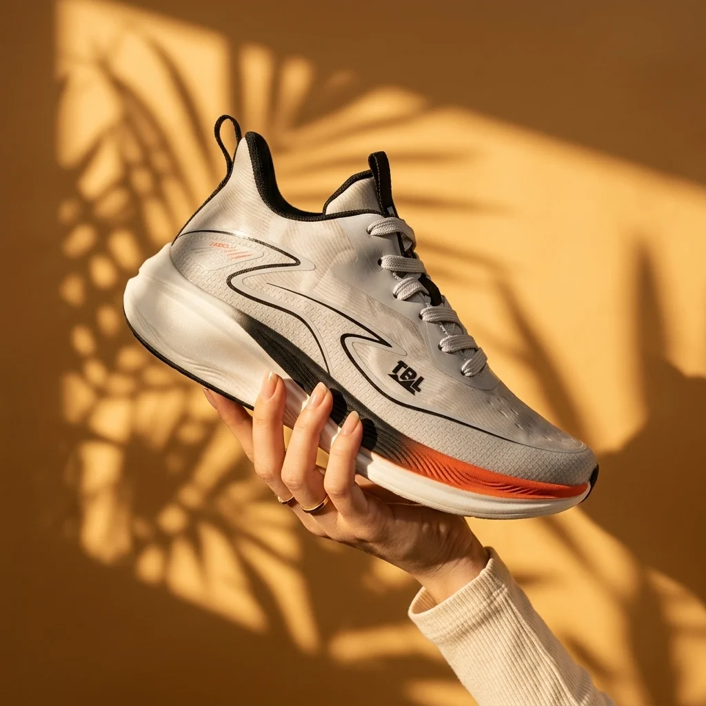 TBL TianBaoLun Men's Performance Running Shoes - Grey & Orange Gradient image 1