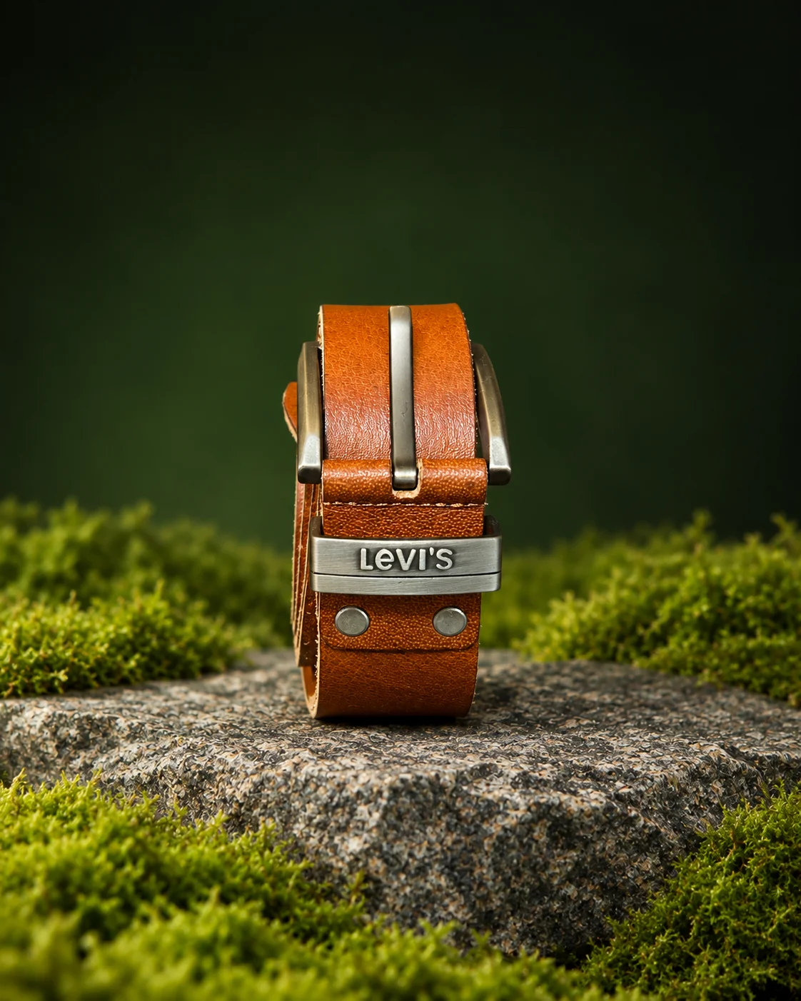 Men's Tan Brown Leather Belt, Wide Casual Jeans Belt