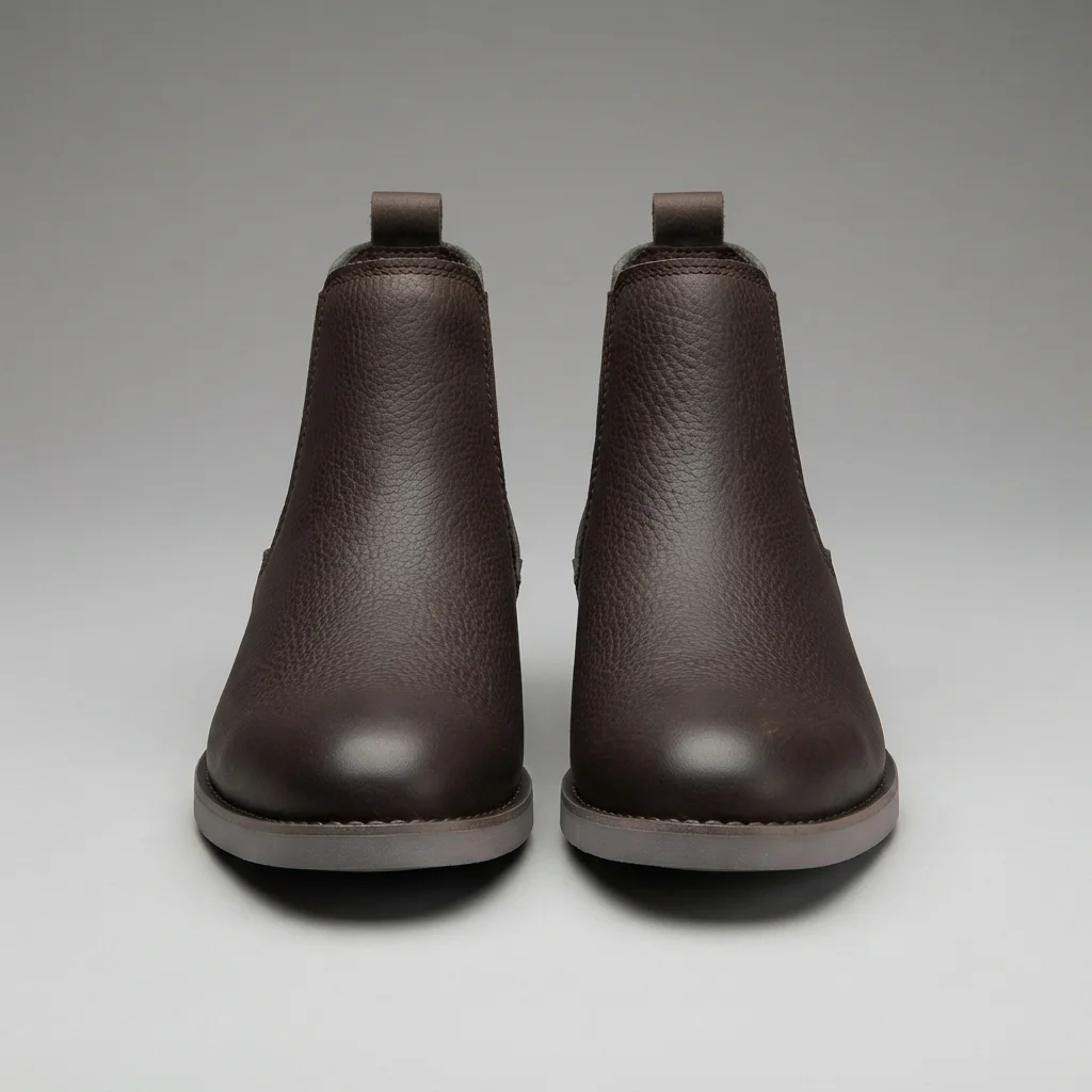 Men's Dark Brown Leather Chelsea Boots, Slip-On Ankle Boots with Elastic Side Panels,Pull Tab image 1
