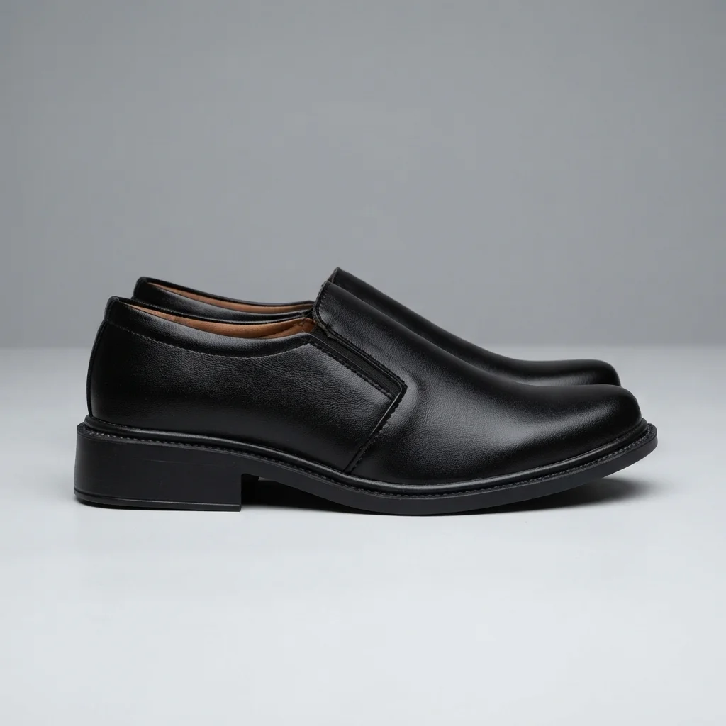 Boy's Black Formal Slip-On Shoes, Square Toe Leather-Look Dress Loafers image 2