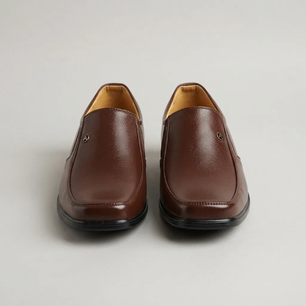 Men's Brown Formal Slip-On Shoes, Square Toe, Comfort Sole image 1
